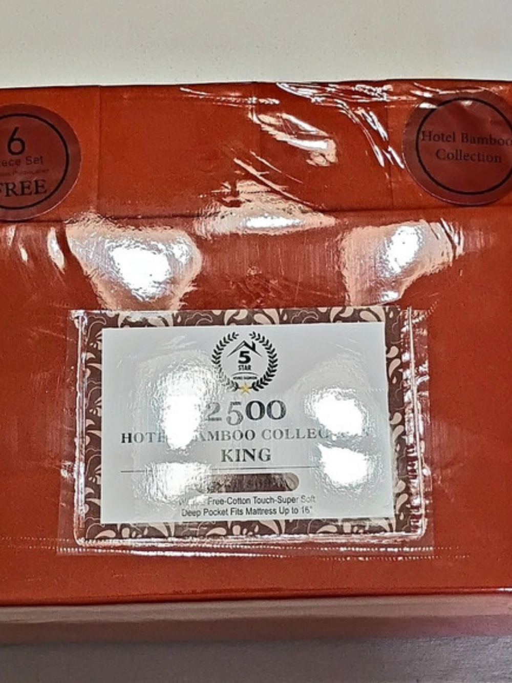 Hotel Bamboo Collection King 6-Piece Sheet Set in Orange NWT